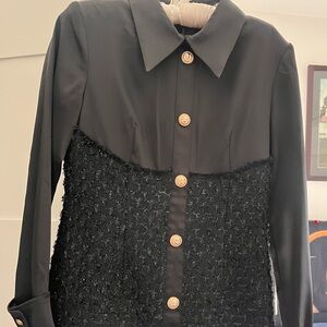 Black Tweed and satin Dress